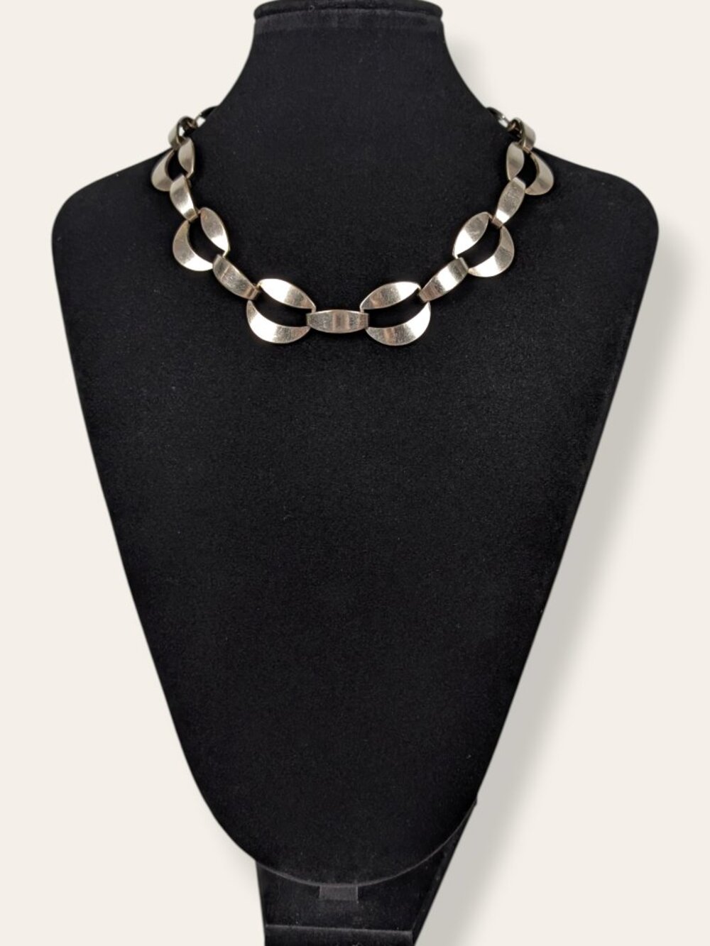 Vintage Distressed Crescent Link Statement Necklace